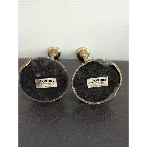 Pair of VTG CENTURY Solid Brass Candle sticks Holders w/Candle made in India - Picture 2 of 5